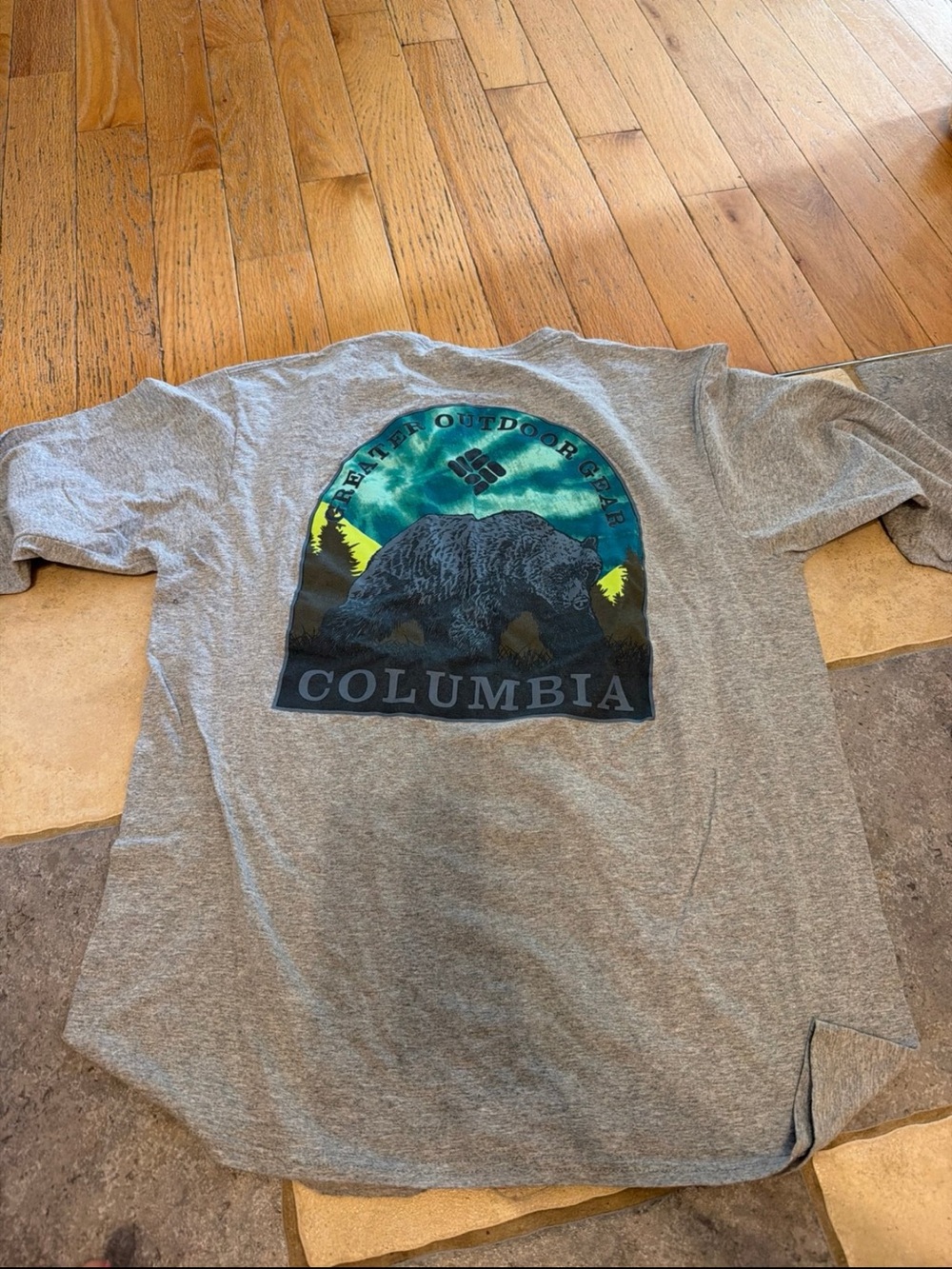 Columbia Gray Tee with Mountain Bear Graphic